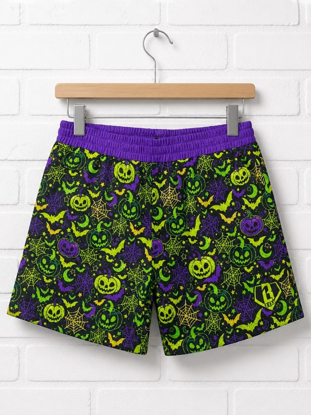 NWT Baseball Lifestyle 101 Adult Black Green Halloween Spooky Mesh Shorts - S